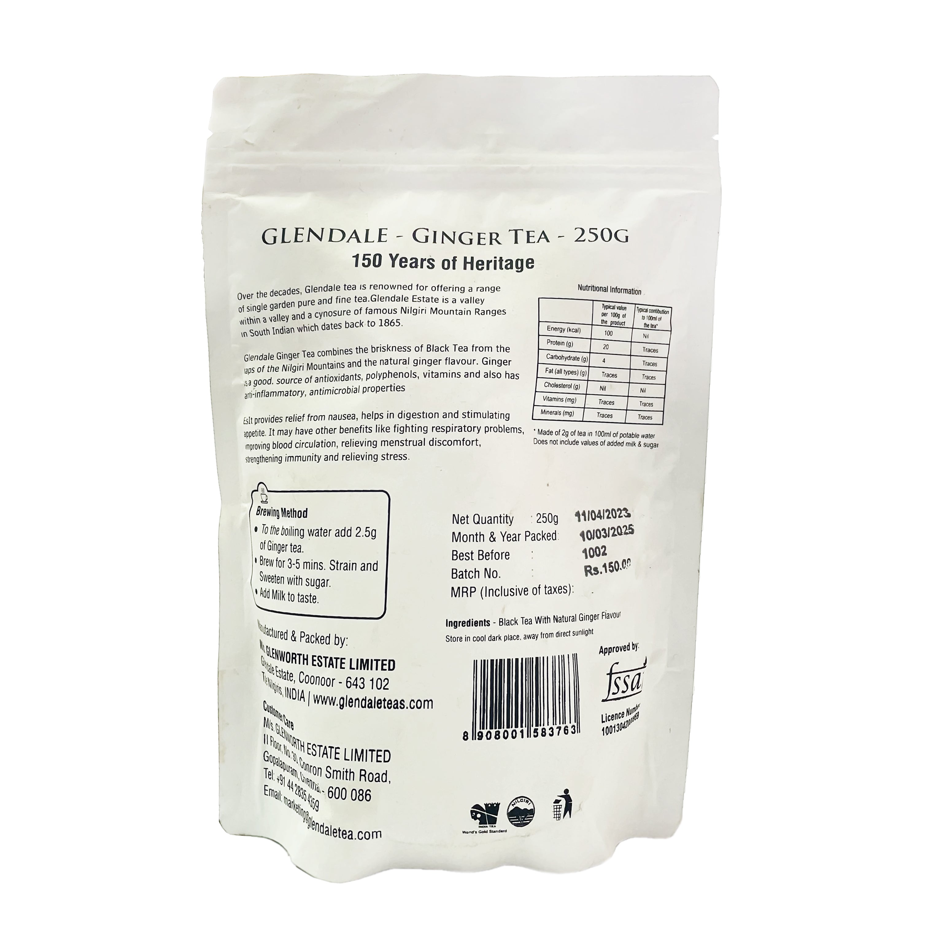 GLENDALE Ginger Tea 250g