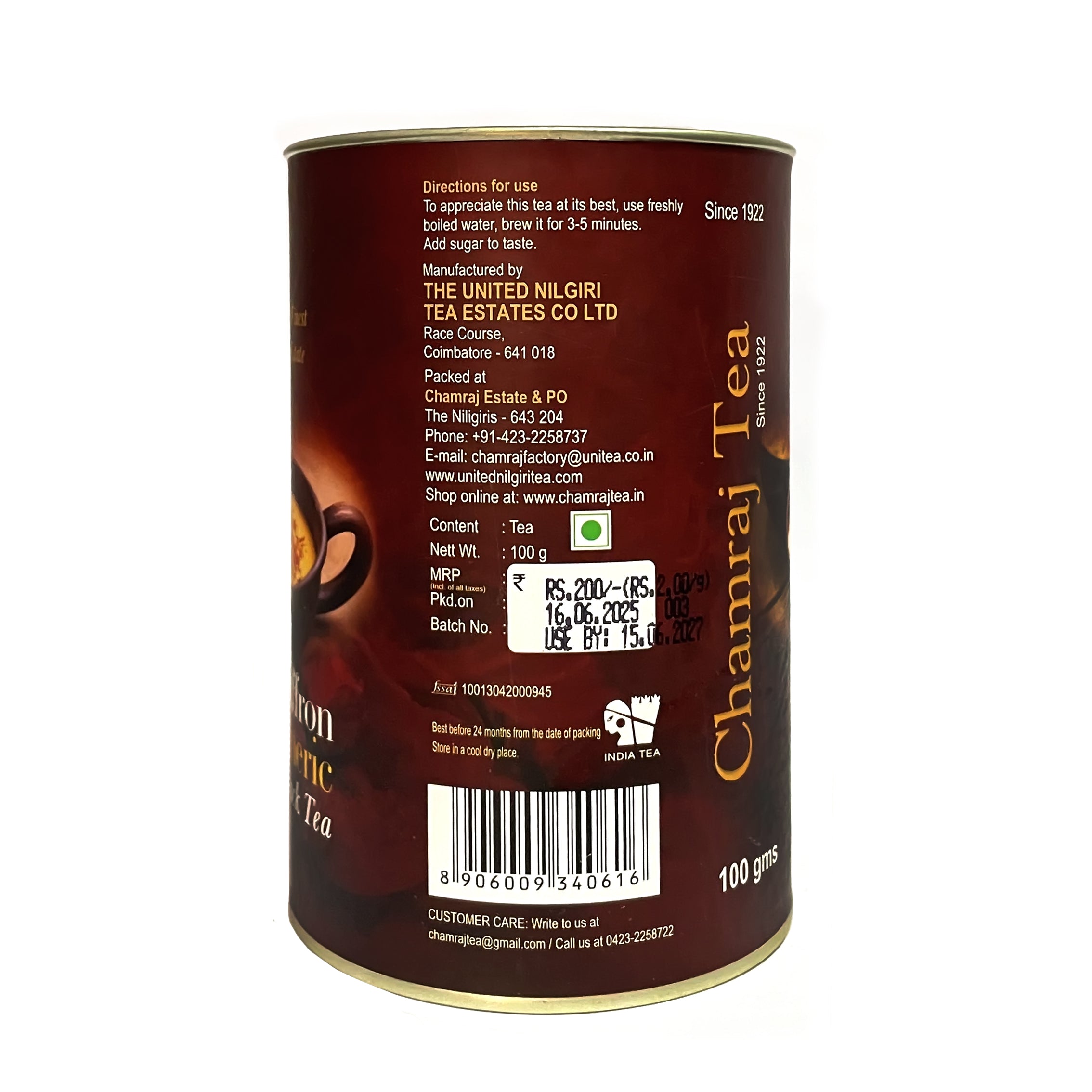 Chamraj Saffron Turmeric Tin 100g